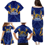 West Coast Eagles Australian Football Family Matching Puletasi and Hawaiian Shirt Powerful Eagle Mascot - Bold Team Colors