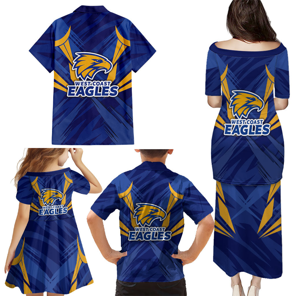 West Coast Eagles Australian Football Family Matching Puletasi and Hawaiian Shirt Powerful Eagle Mascot - Bold Team Colors