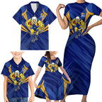 West Coast Eagles Australian Football Family Matching Short Sleeve Bodycon Dress and Hawaiian Shirt Powerful Eagle Mascot - Bold Team Colors