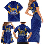 West Coast Eagles Australian Football Family Matching Short Sleeve Bodycon Dress and Hawaiian Shirt Powerful Eagle Mascot - Bold Team Colors