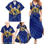 West Coast Eagles Australian Football Family Matching Summer Maxi Dress and Hawaiian Shirt Powerful Eagle Mascot - Bold Team Colors