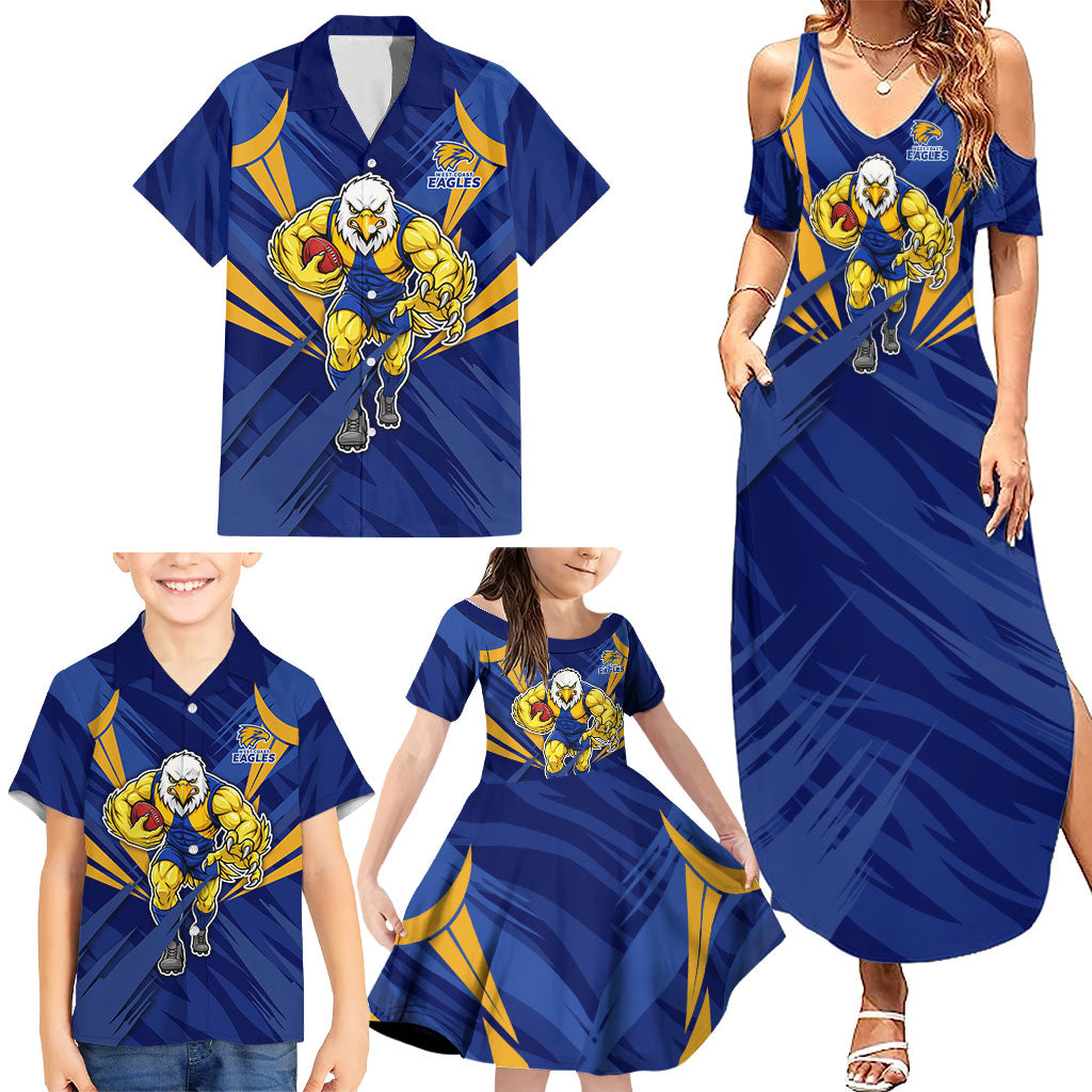 West Coast Eagles Australian Football Family Matching Summer Maxi Dress and Hawaiian Shirt Powerful Eagle Mascot - Bold Team Colors