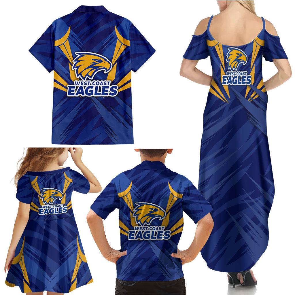West Coast Eagles Australian Football Family Matching Summer Maxi Dress and Hawaiian Shirt Powerful Eagle Mascot - Bold Team Colors