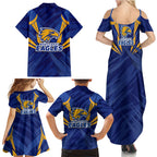 West Coast Eagles Australian Football Family Matching Summer Maxi Dress and Hawaiian Shirt Powerful Eagle Mascot - Bold Team Colors