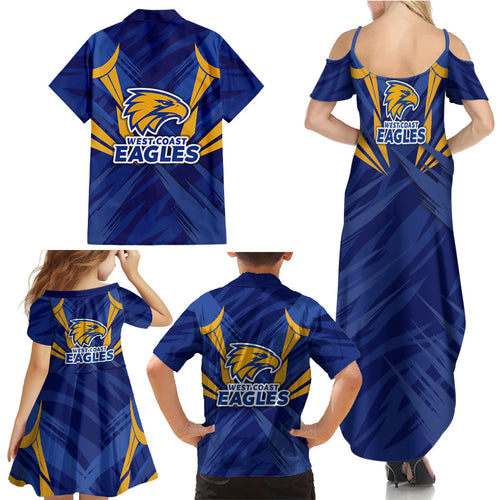 West Coast Eagles Australian Football Family Matching Summer Maxi Dress and Hawaiian Shirt Powerful Eagle Mascot - Bold Team Colors