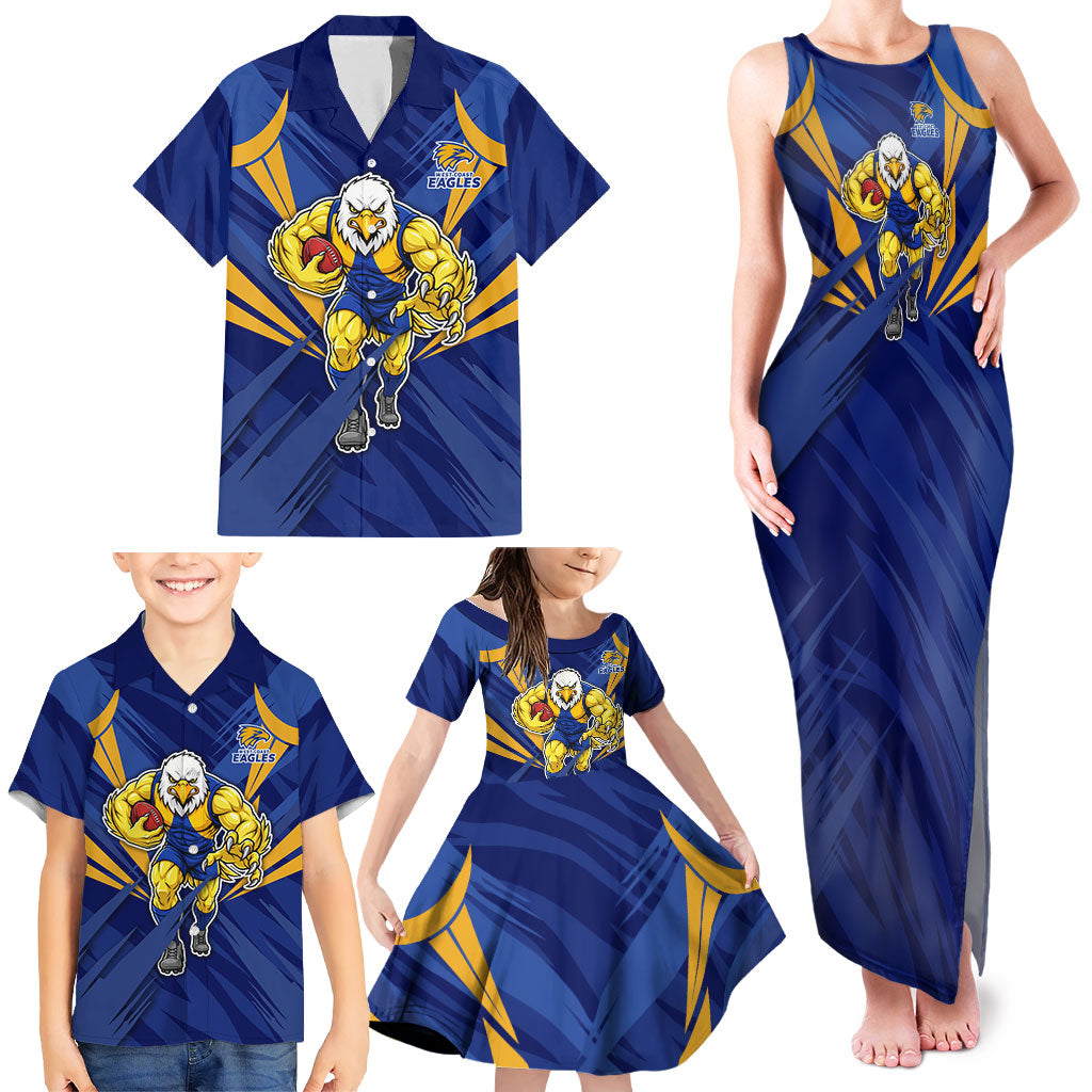 West Coast Eagles Australian Football Family Matching Tank Maxi Dress and Hawaiian Shirt Powerful Eagle Mascot - Bold Team Colors