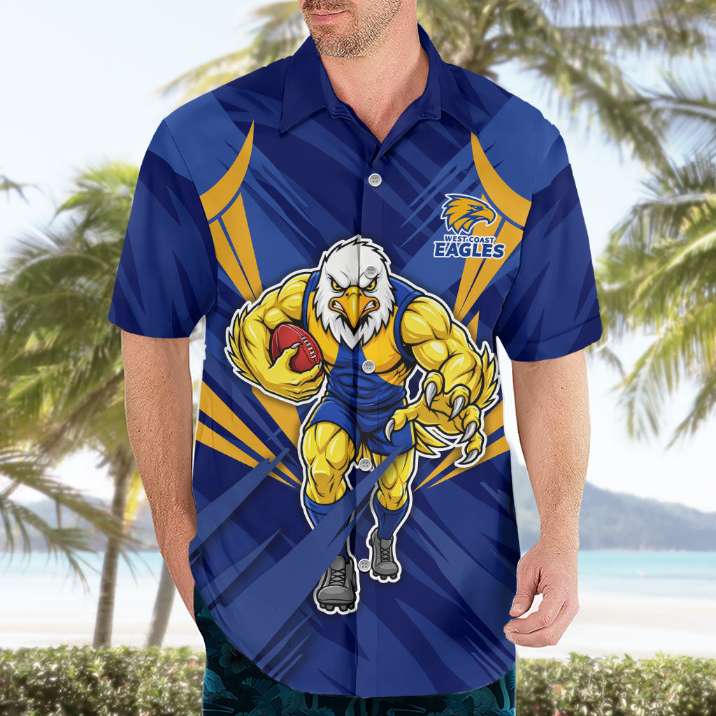 West Coast Eagles Australian Football Hawaiian Shirt Powerful Eagle Mascot - Bold Team Colors