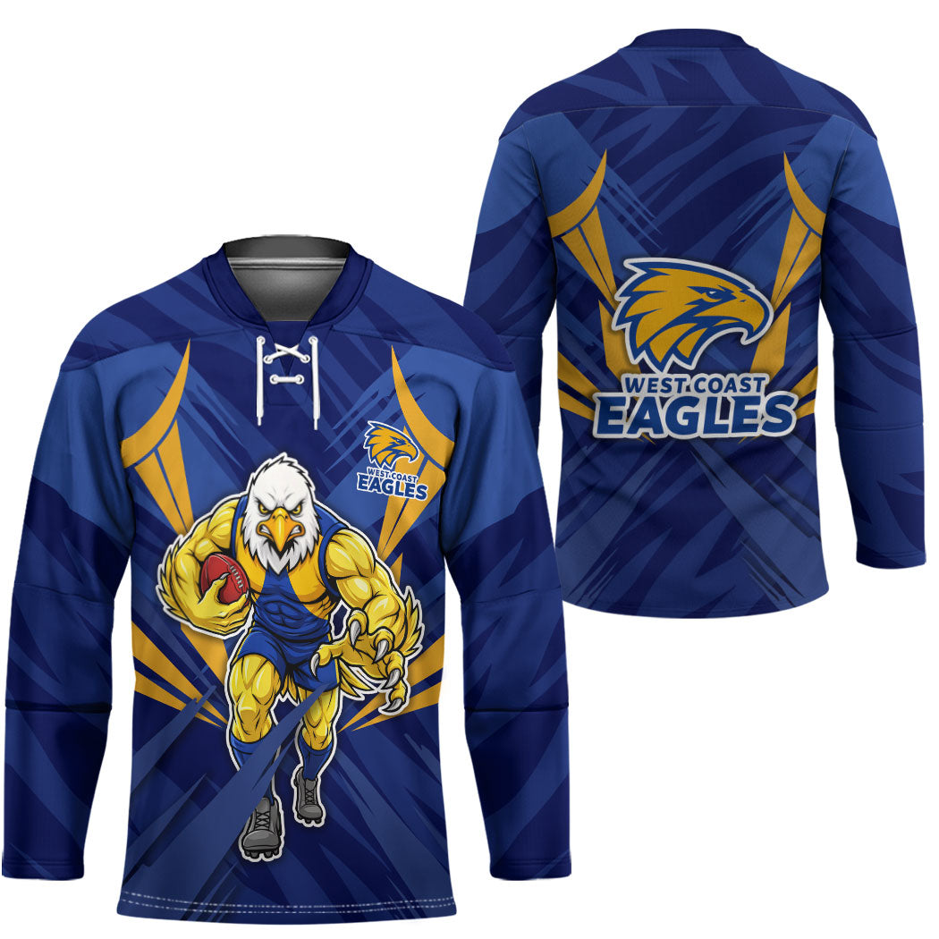 West Coast Eagles Australian Football Hockey Jersey Powerful Eagle Mascot - Bold Team Colors