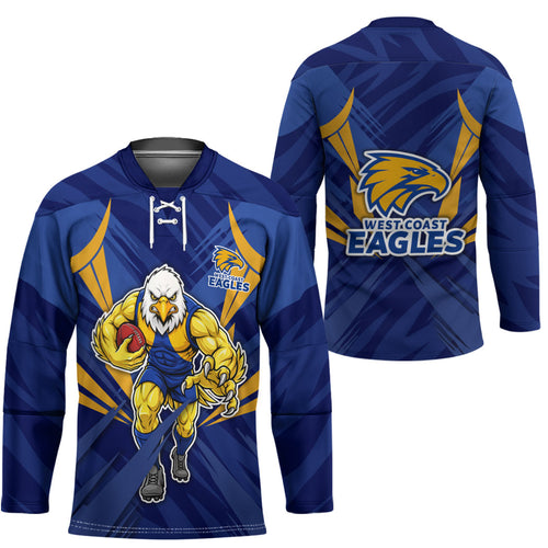 West Coast Eagles Australian Football Hockey Jersey Powerful Eagle Mascot - Bold Team Colors