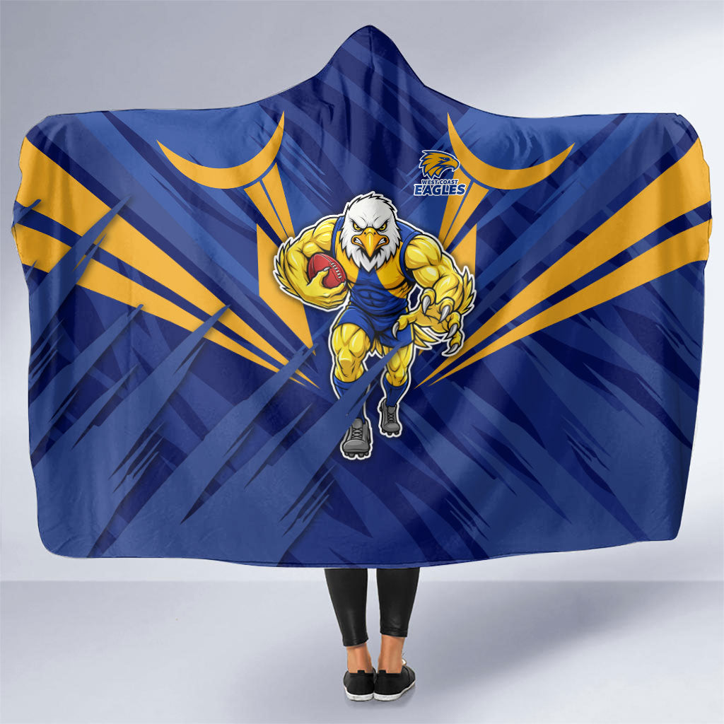 West Coast Eagles Australian Football Hooded Blanket Powerful Eagle Mascot - Bold Team Colors