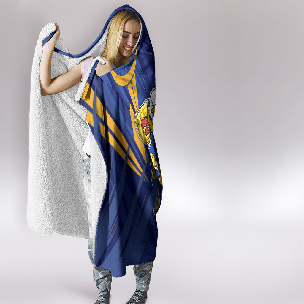 West Coast Eagles Australian Football Hooded Blanket Powerful Eagle Mascot - Bold Team Colors