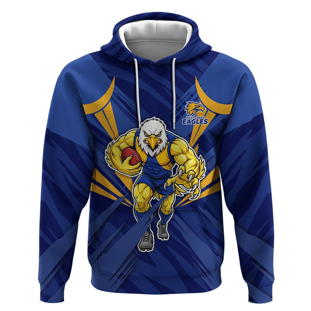 West Coast Eagles Australian Football Hoodie Powerful Eagle Mascot - Bold Team Colors