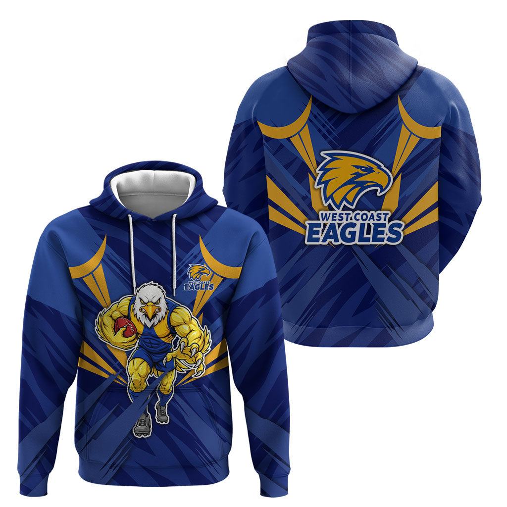 West Coast Eagles Australian Football Hoodie Powerful Eagle Mascot - Bold Team Colors