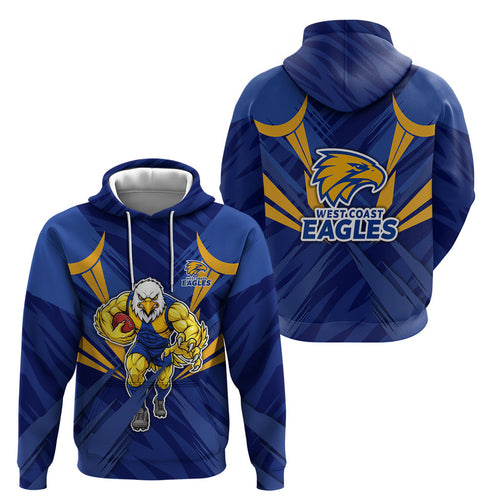 West Coast Eagles Australian Football Hoodie Powerful Eagle Mascot - Bold Team Colors
