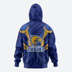 West Coast Eagles Australian Football Hoodie Powerful Eagle Mascot - Bold Team Colors