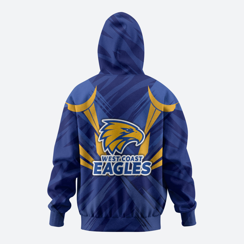 West Coast Eagles Australian Football Hoodie Powerful Eagle Mascot - Bold Team Colors