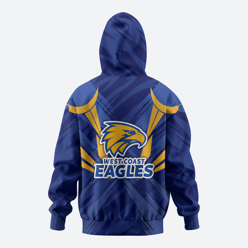 West Coast Eagles Australian Football Hoodie Powerful Eagle Mascot - Bold Team Colors