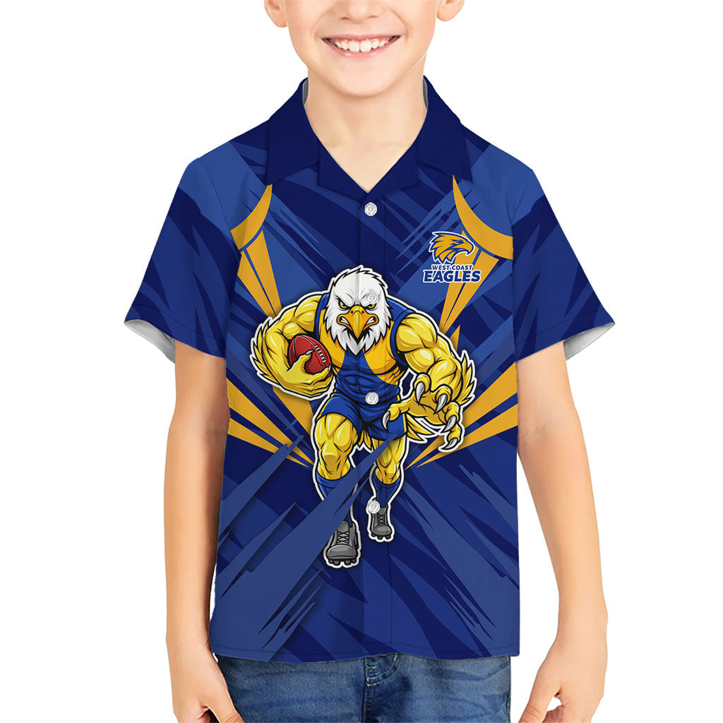 West Coast Eagles Australian Football Kid Hawaiian Shirt Powerful Eagle Mascot - Bold Team Colors