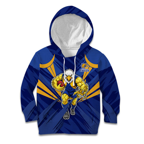 West Coast Eagles Australian Football Kid Hoodie Powerful Eagle Mascot - Bold Team Colors