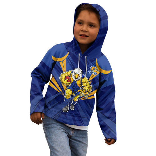West Coast Eagles Australian Football Kid Hoodie Powerful Eagle Mascot - Bold Team Colors