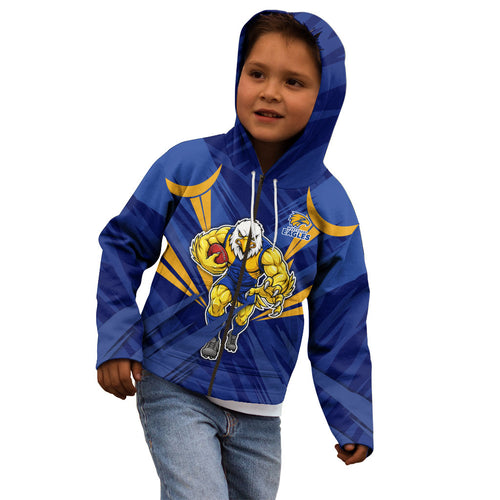 West Coast Eagles Australian Football Kid Hoodie Powerful Eagle Mascot - Bold Team Colors