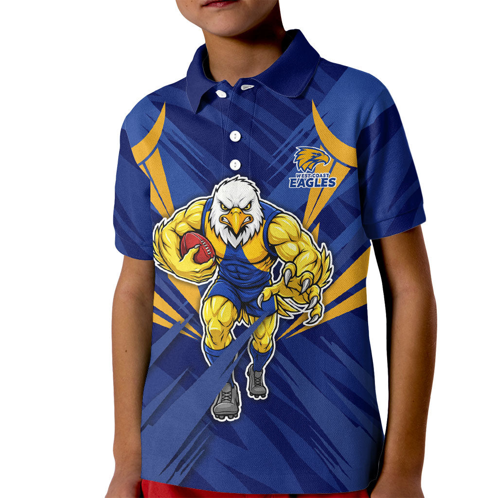 West Coast Eagles Australian Football Kid Polo Shirt Powerful Eagle Mascot - Bold Team Colors