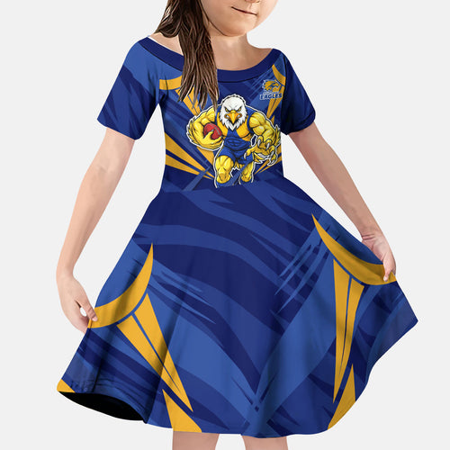 West Coast Eagles Australian Football Kid Short Sleeve Dress Powerful Eagle Mascot - Bold Team Colors
