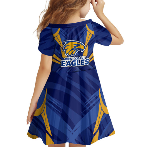 West Coast Eagles Australian Football Kid Short Sleeve Dress Powerful Eagle Mascot - Bold Team Colors