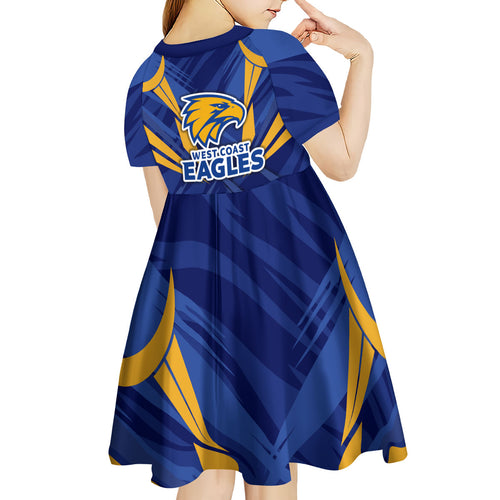 West Coast Eagles Australian Football Kid Short Sleeve Dress Powerful Eagle Mascot - Bold Team Colors