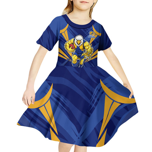 West Coast Eagles Australian Football Kid Short Sleeve Dress Powerful Eagle Mascot - Bold Team Colors
