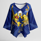 West Coast Eagles Australian Football Kimono Sleeve Blouse Powerful Eagle Mascot - Bold Team Colors