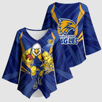 West Coast Eagles Australian Football Kimono Sleeve Blouse Powerful Eagle Mascot - Bold Team Colors