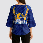 West Coast Eagles Australian Football Kimono Sleeve Blouse Powerful Eagle Mascot - Bold Team Colors
