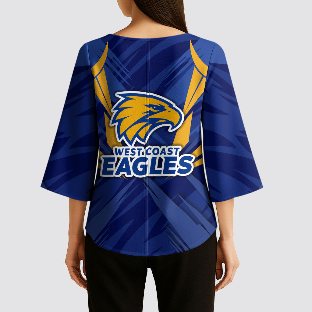 West Coast Eagles Australian Football Kimono Sleeve Blouse Powerful Eagle Mascot - Bold Team Colors