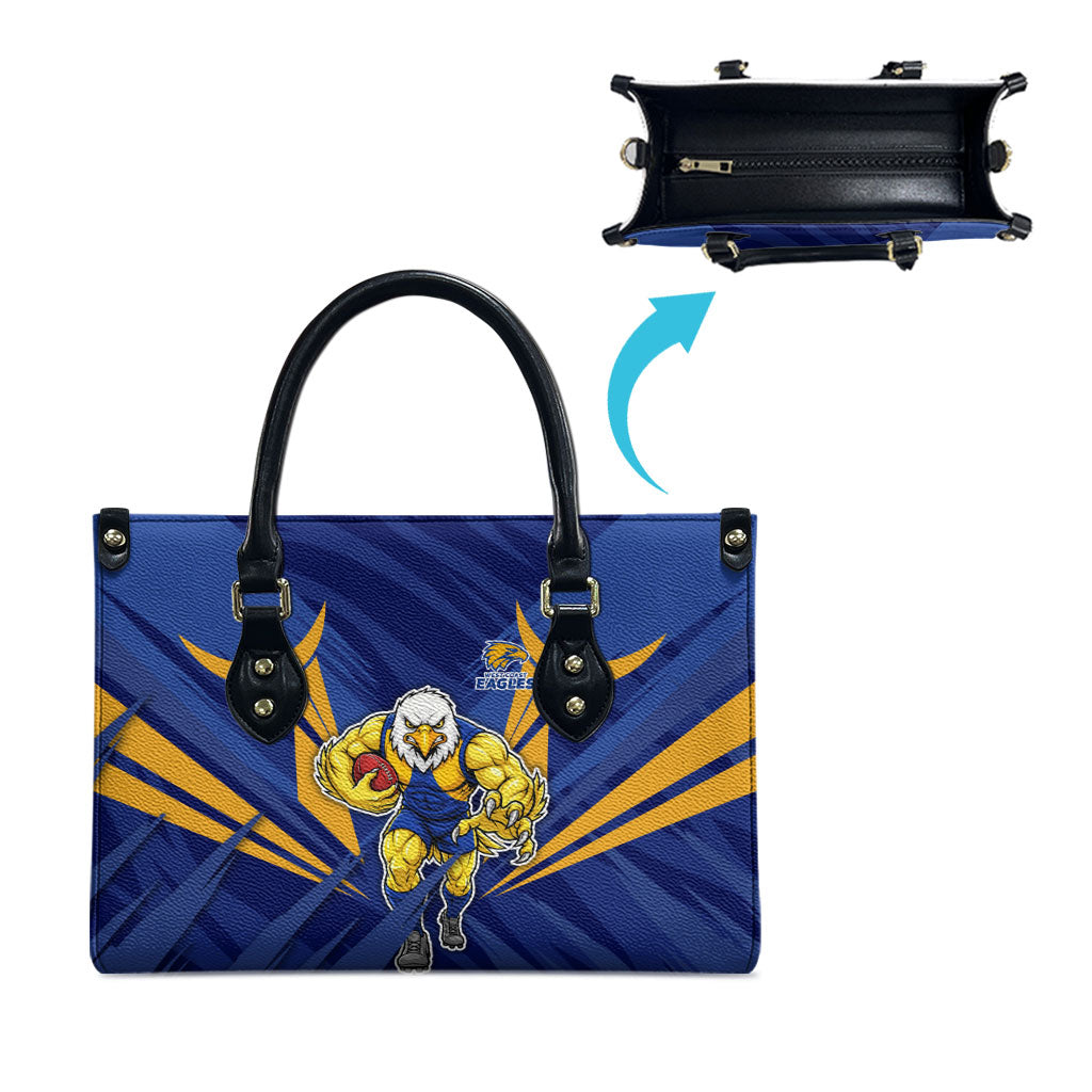 West Coast Eagles Australian Football Leather Bag Powerful Eagle Mascot - Bold Team Colors