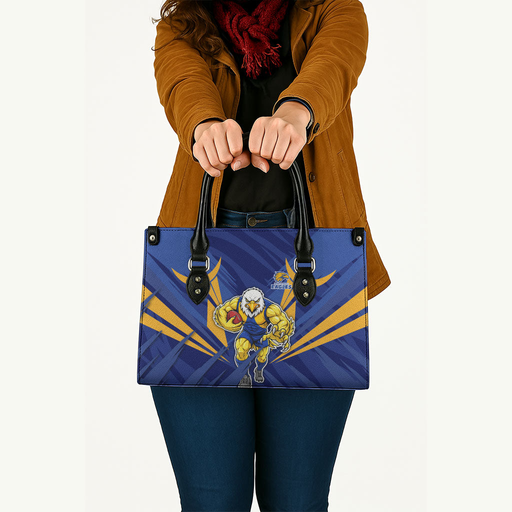 West Coast Eagles Australian Football Leather Bag Powerful Eagle Mascot - Bold Team Colors