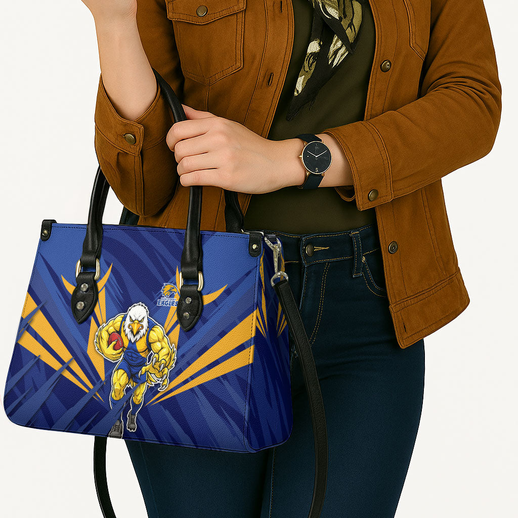 West Coast Eagles Australian Football Leather Bag Powerful Eagle Mascot - Bold Team Colors