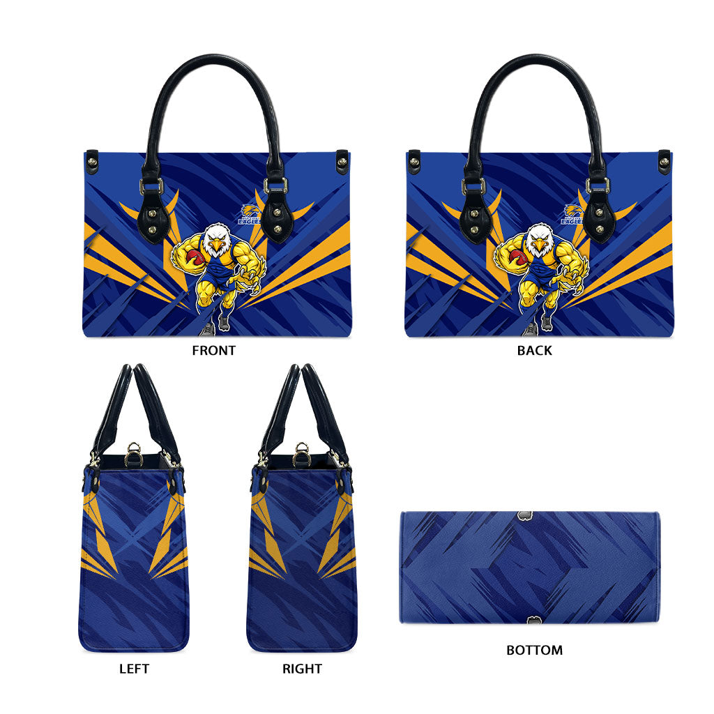 West Coast Eagles Australian Football Leather Bag Powerful Eagle Mascot - Bold Team Colors
