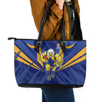 West Coast Eagles Australian Football Leather Tote Bag Powerful Eagle Mascot - Bold Team Colors