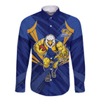 West Coast Eagles Australian Football Long Sleeve Button Shirt Powerful Eagle Mascot - Bold Team Colors