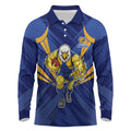 West Coast Eagles Australian Football Long Sleeve Polo Shirt Powerful Eagle Mascot - Bold Team Colors
