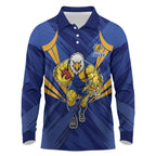 West Coast Eagles Australian Football Long Sleeve Polo Shirt Powerful Eagle Mascot - Bold Team Colors