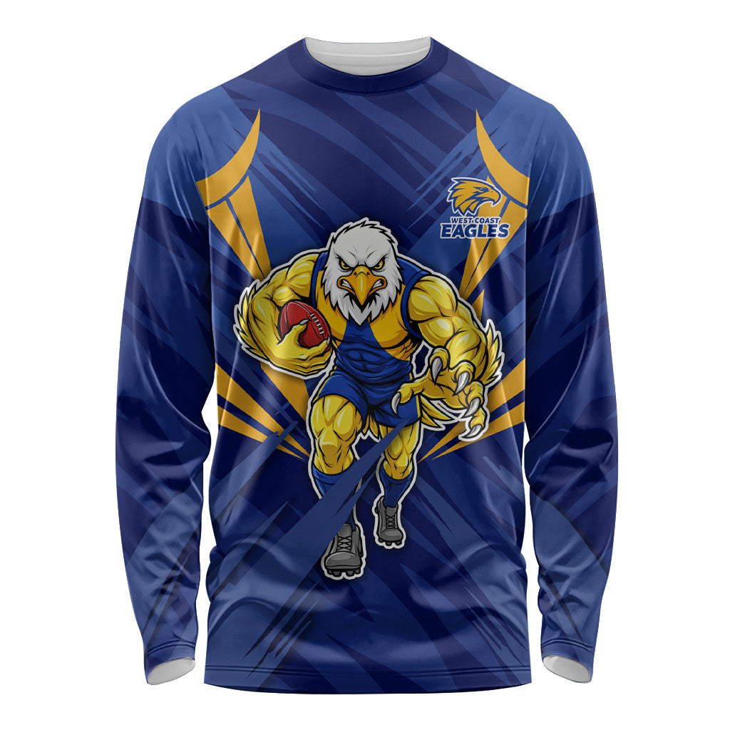 West Coast Eagles Australian Football Long Sleeve Shirt Powerful Eagle Mascot - Bold Team Colors