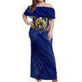 West Coast Eagles Australian Football Off Shoulder Maxi Dress Powerful Eagle Mascot - Bold Team Colors