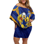 West Coast Eagles Australian Football Off Shoulder Short Dress Powerful Eagle Mascot - Bold Team Colors