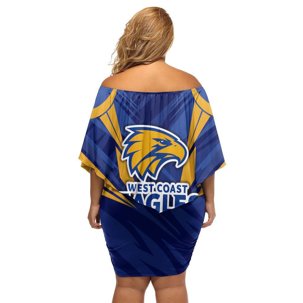 West Coast Eagles Australian Football Off Shoulder Short Dress Powerful Eagle Mascot - Bold Team Colors