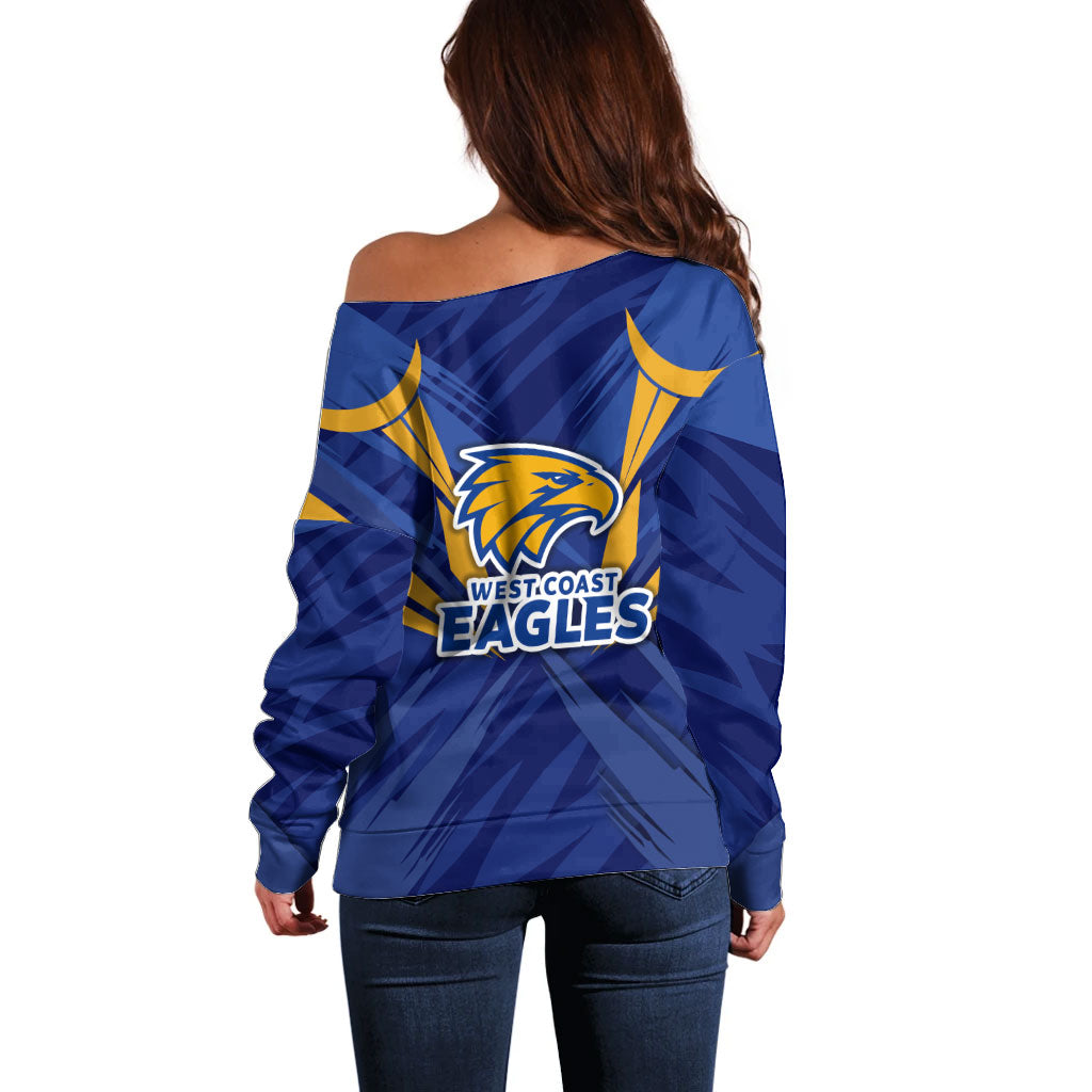 West Coast Eagles Australian Football Off Shoulder Sweater Powerful Eagle Mascot - Bold Team Colors