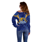 West Coast Eagles Australian Football Off Shoulder Sweater Powerful Eagle Mascot - Bold Team Colors