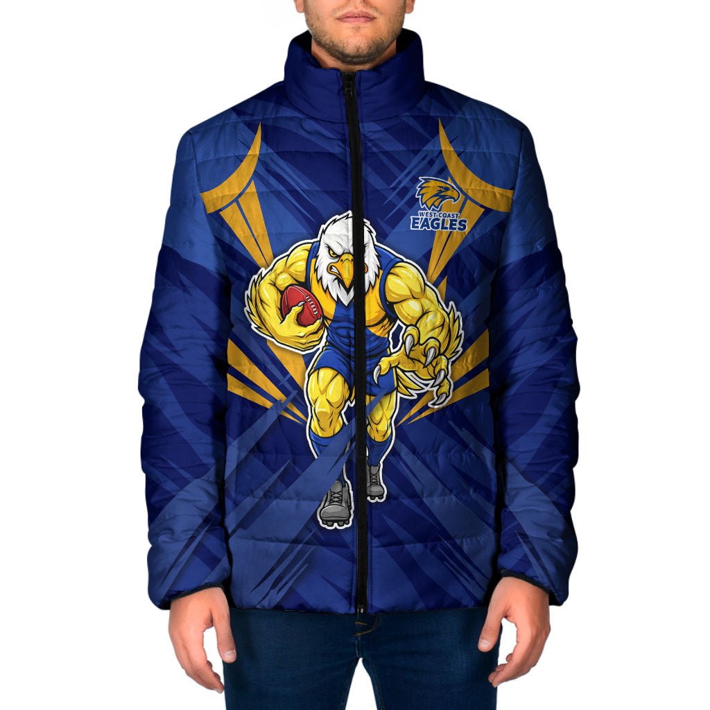 West Coast Eagles Australian Football Padded Jacket Powerful Eagle Mascot - Bold Team Colors