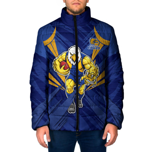 West Coast Eagles Australian Football Padded Jacket Powerful Eagle Mascot - Bold Team Colors
